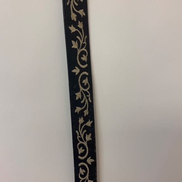 Brown Belt Leather Embroidered Beige Floral Hippie Boho Retro SZ L/XL - Picture 3 of 10